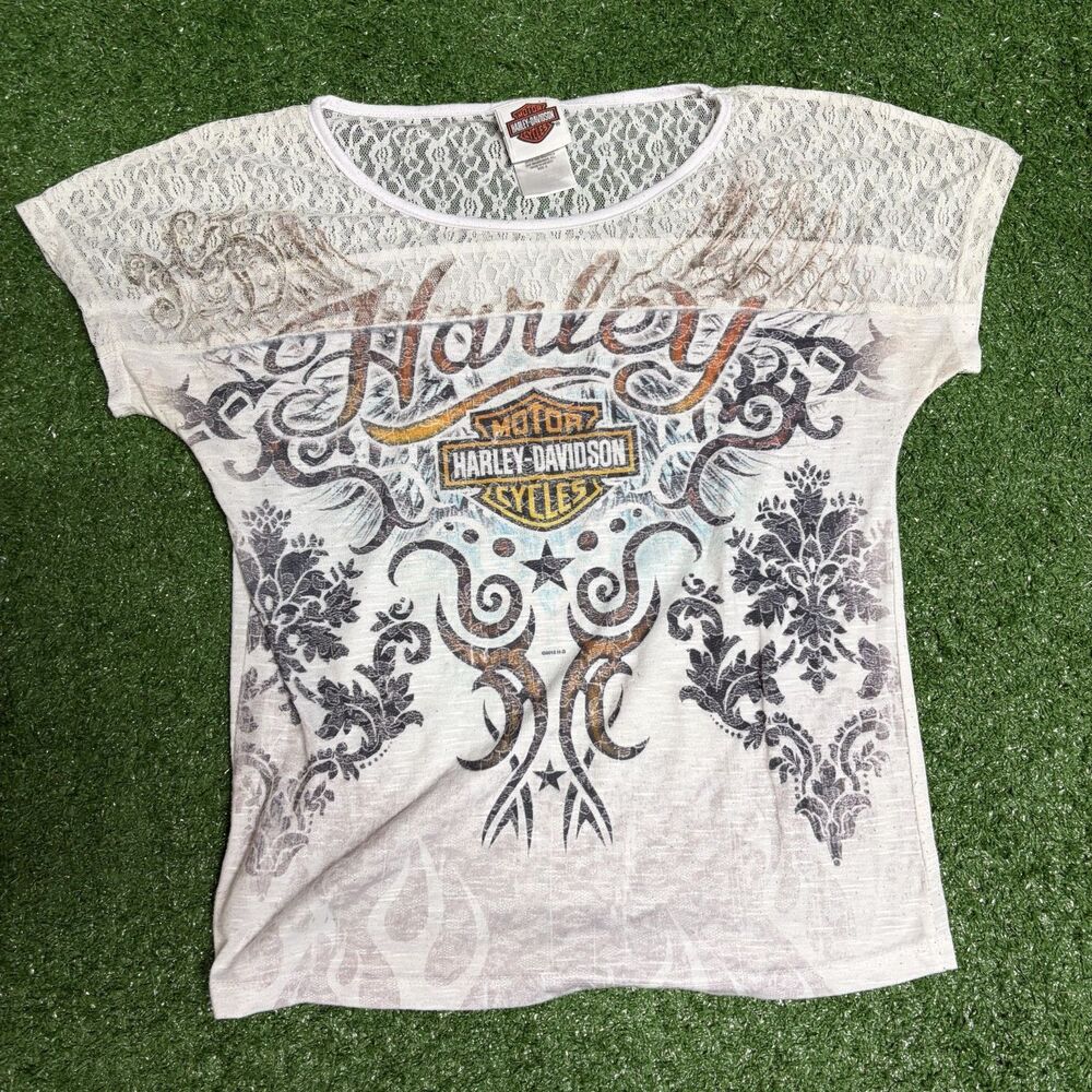 Harley‑Davidson Lacy Tribal Tattoo Top Women’s Small Short Sleeve